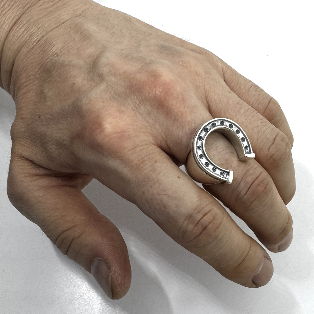 ビルウォールレザー　シルバー ホースシューリング 約14〜15号 Bill Wall Leather (ビルウォールレザー)/Horse Shoe Ring Plai | C